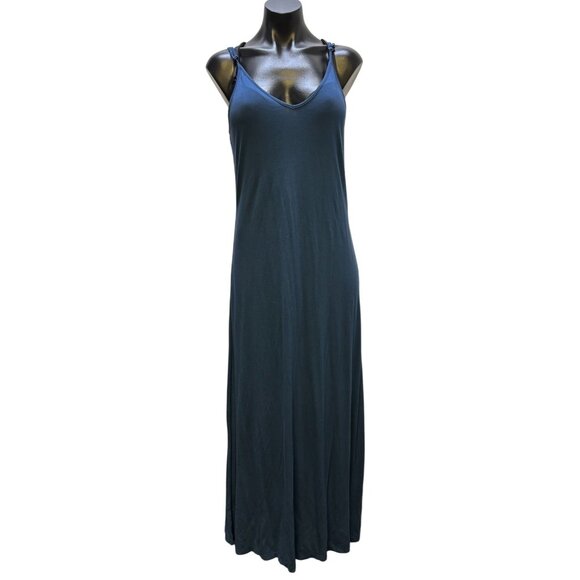 Sundance Embroidered Maxi Dress W/Slip Teal Floral V-Neck M - Picture 6 of 8